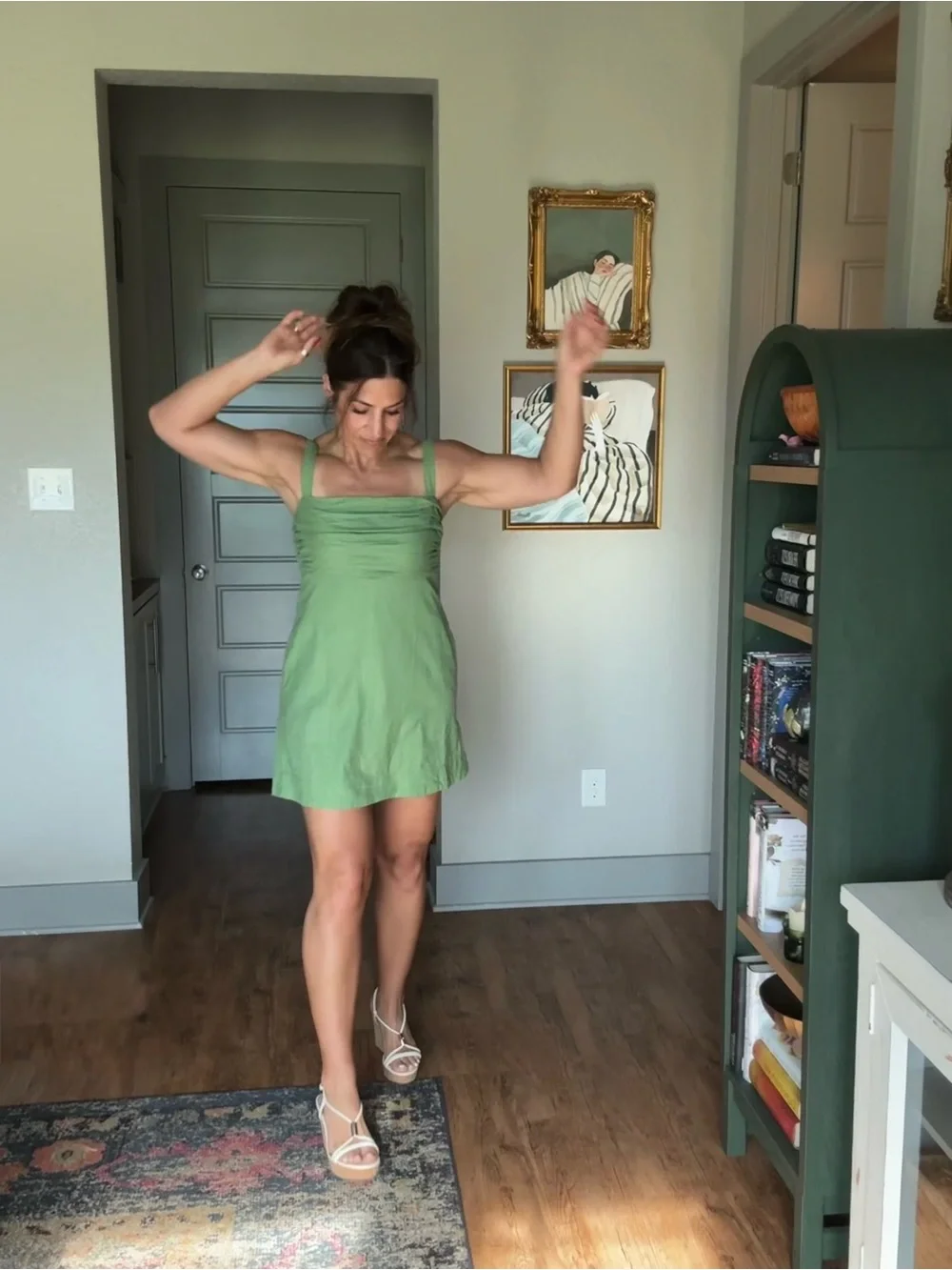 Abercrombie & Fitch Green Linen Blend Skort Mini Dress Size M - Picture 2 of 8